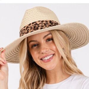 STRAW Hat with Animal Print Band
